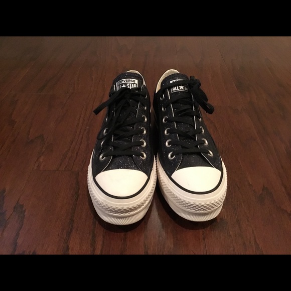 Converse Shoes - Converse black shimmer platform sneakers 8.5